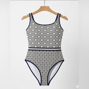 Tory Burch Geo Tank Swimsuit One Piece Tory Navy Octagon